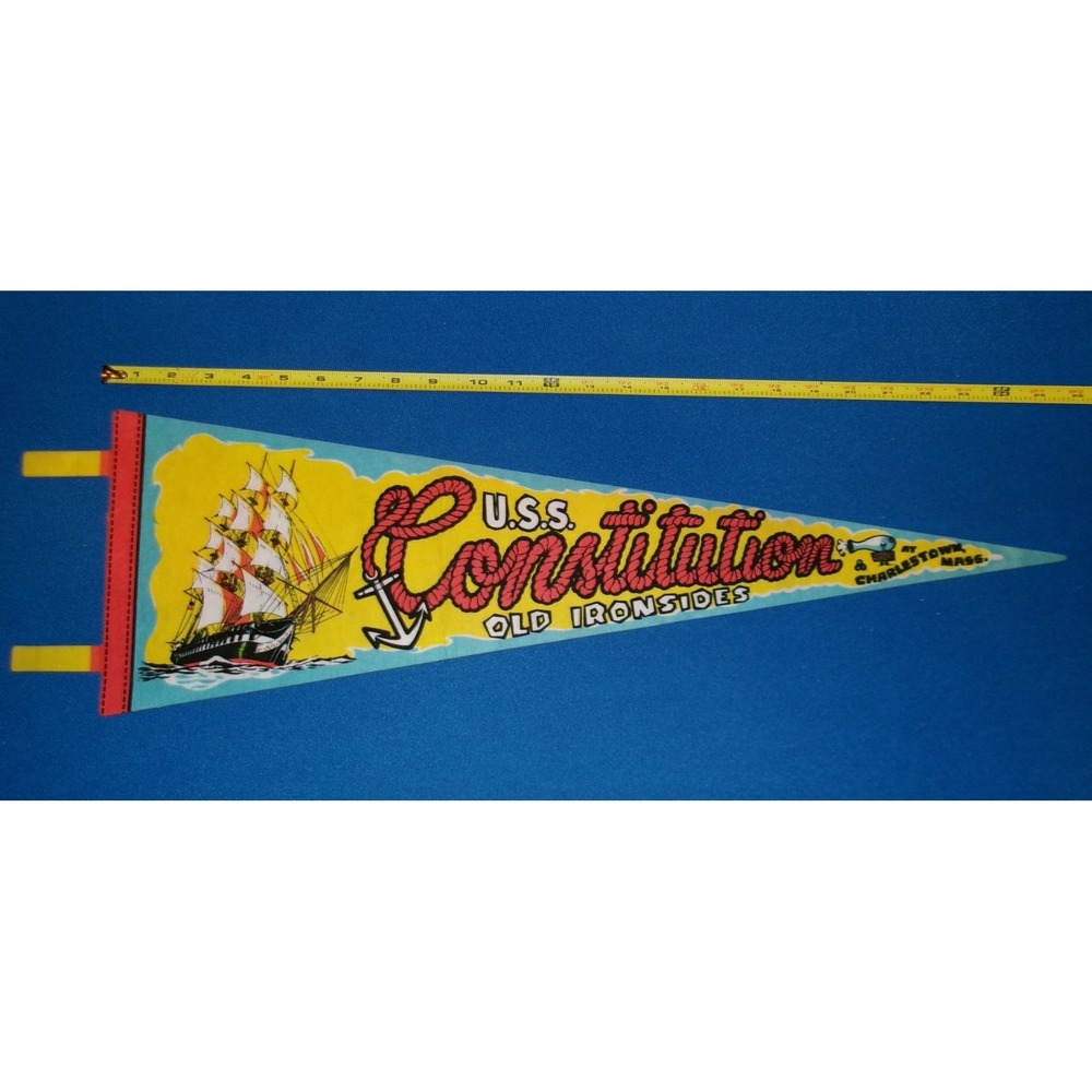 Vintage USS Constitution Old Ironsides Felt Pennant 1940s–50s Boston Navy